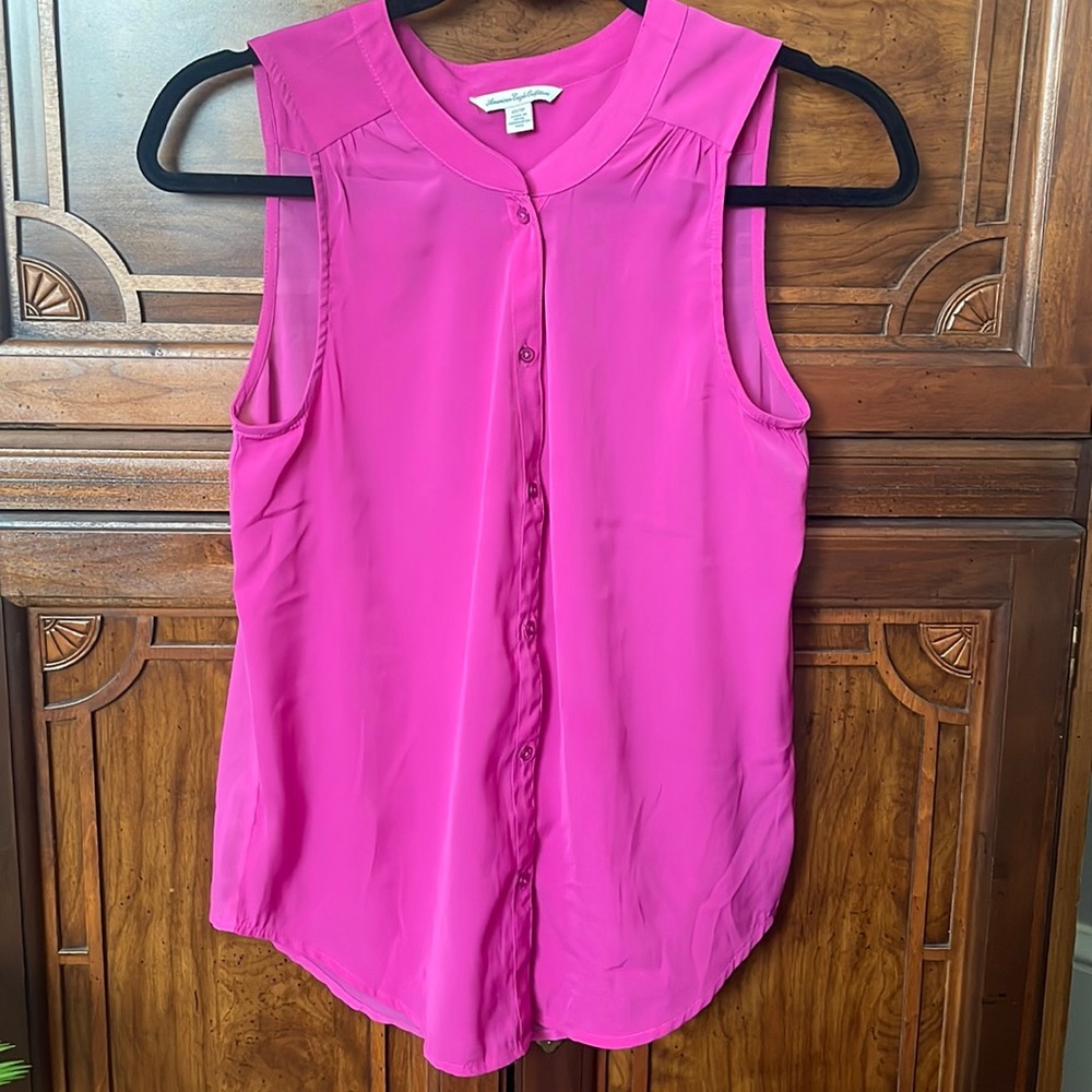 American Eagle Shirt Barbie Pink Sheer Fairy Workwear Travel Women XS